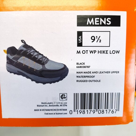 Ozark Trail Waterproof Hikers Low-Top Men's 9.5 Leather Upper Outdoor Trail NIB - Picture 9 of 11